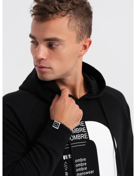 Pánska mikina s kapucňou s potlačou V3 OM-SSPS-0152 čierna