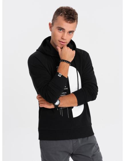 Pánska mikina s kapucňou s potlačou V3 OM-SSPS-0152 čierna