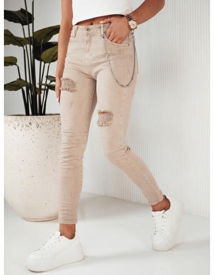 Dámské džínové kalhoty ALEX tmavě béžové