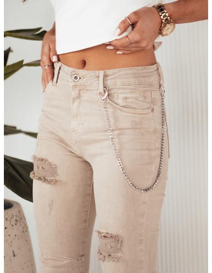 Dámské džínové kalhoty ALEX tmavě béžové