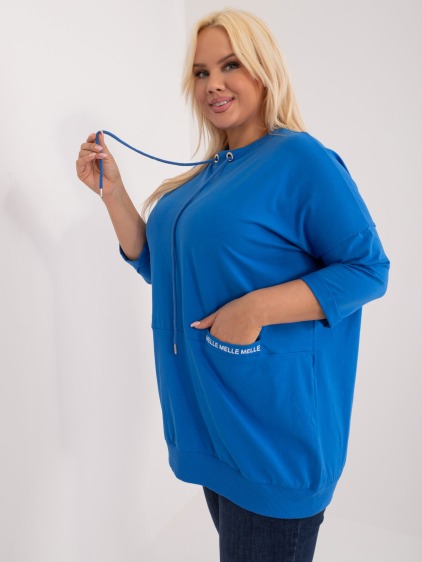 Női plus size blúz nyakkendővel REAV tengerészkék