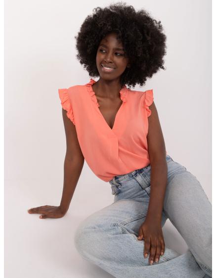 Dámský halenka s výstřihem do V SUBLEVEL korálová