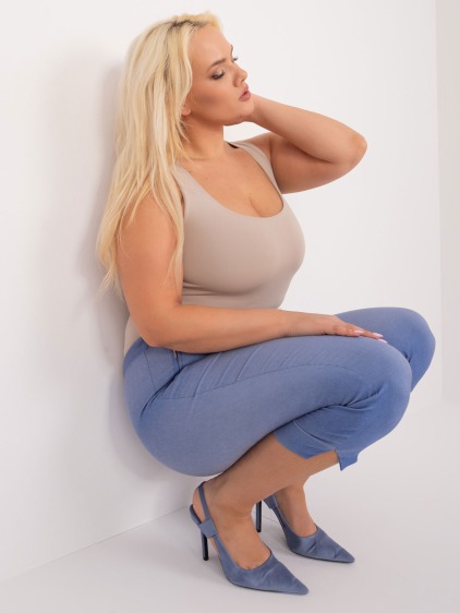 Női 3/4-es plus size zsebes nadrág ROMA kék