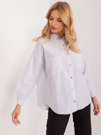 Dámská košile oversize se zapínáním na knoflíky světle šedobílá 