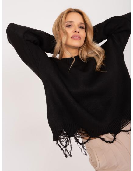Dámsky oversize sveter s okrúhlym výstrihom GIR čierna