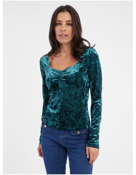 Dámsky zamatový top Petrol