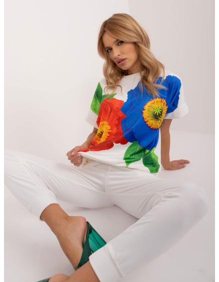 Női virágmintás bársony szett RUE PARIS ekrü színben