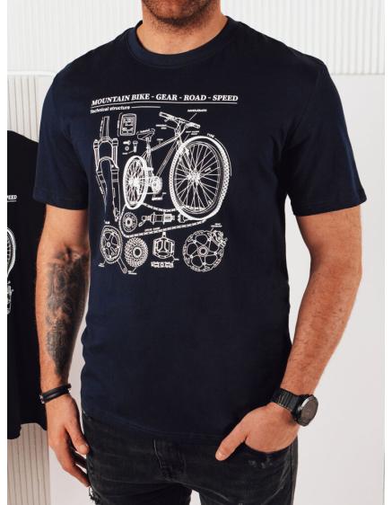 Férfi nyomtatott póló tengerészkék