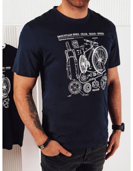 Férfi nyomtatott póló tengerészkék