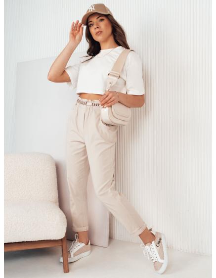 Női szövetnadrág ERLON világos bézs