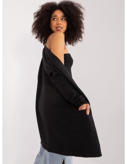 Dámsky sveter s vreckami čierny
