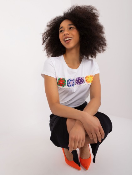 Dámske vyšívané tričko BASIC FEEL GOOD biele