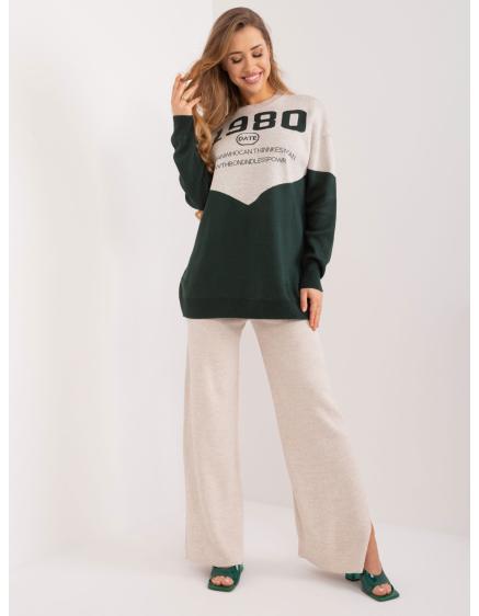 Női kétrészes kötött szett sötétzöld