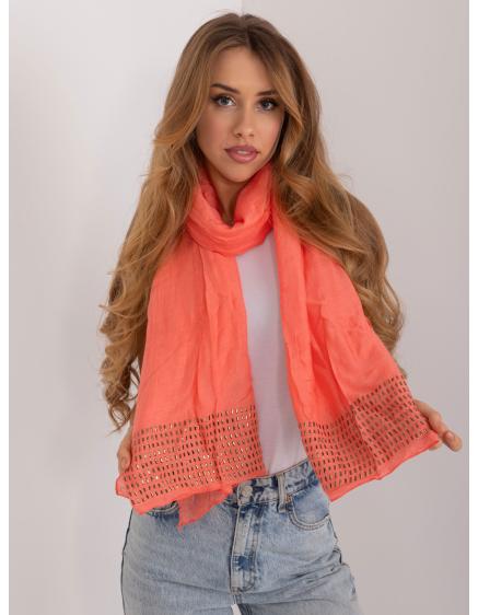 Női sál korallszínű applikációkkal