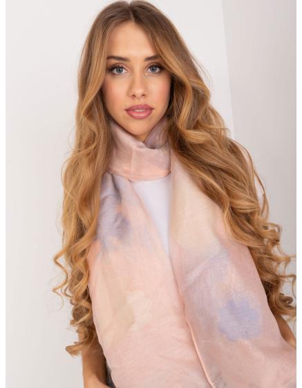 Dámská šála z hedvábné směsi vzorovaná broskvová 