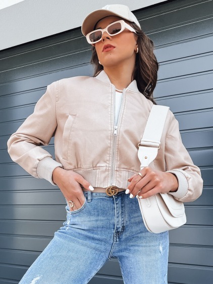 Dámska kožená bunda bomber SANTOL béžová