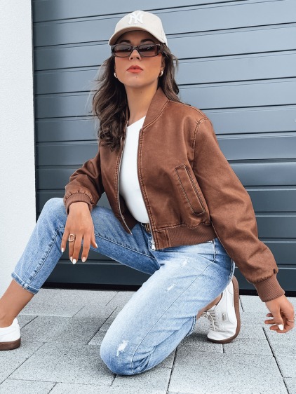 Dámska kožená bunda bomber SANTOL camel