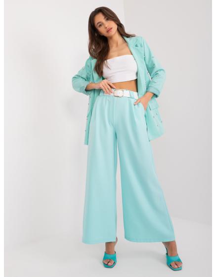 Női nadrág elasztikus derékkal mentazöld