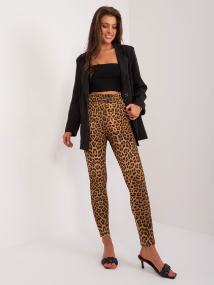 Női állatmintás leggings barna és fekete