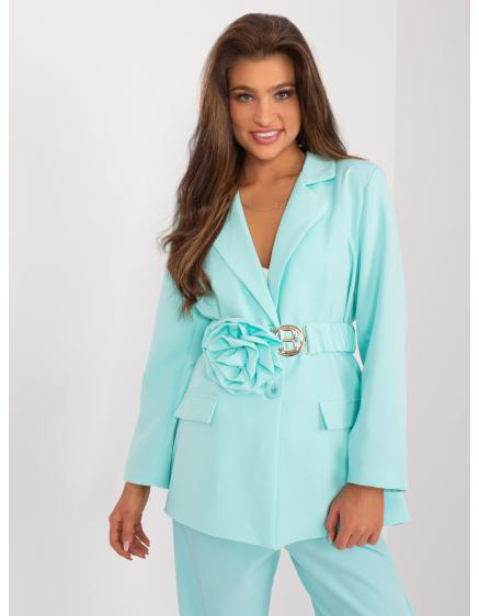 Dámske sako s odnímateľnou ružou mätová