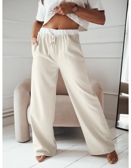 Dámské kalhoty s širokými nohavicemi DARAMY béžové