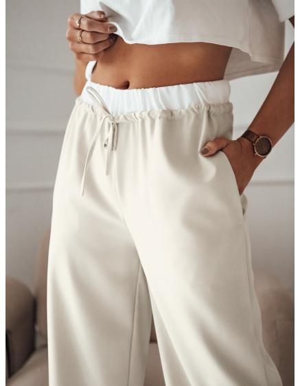 Dámské kalhoty s širokými nohavicemi DARAMY béžové