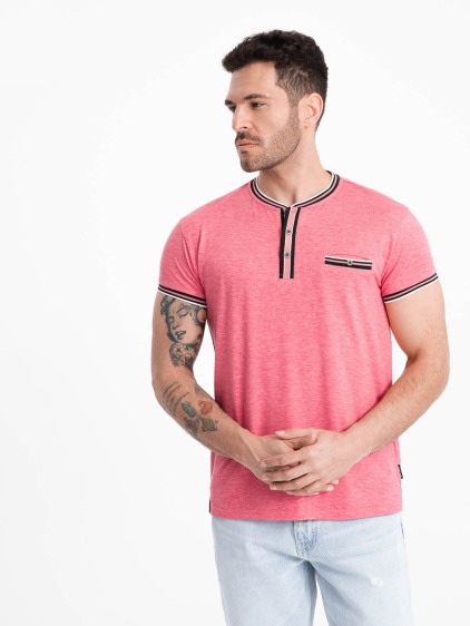 Férfi HENLEY ing bordázott szegéllyel piros