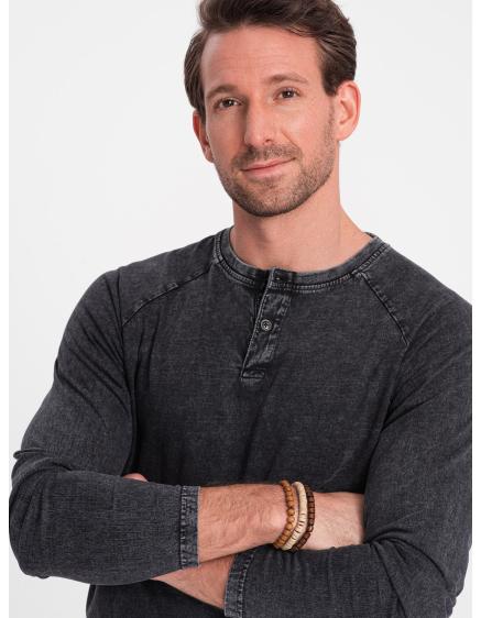 Férfi hosszú ujjú póló raglan ujjakkal fekete