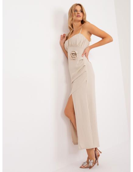 Dámske šaty bez ramienok svetlo béžové