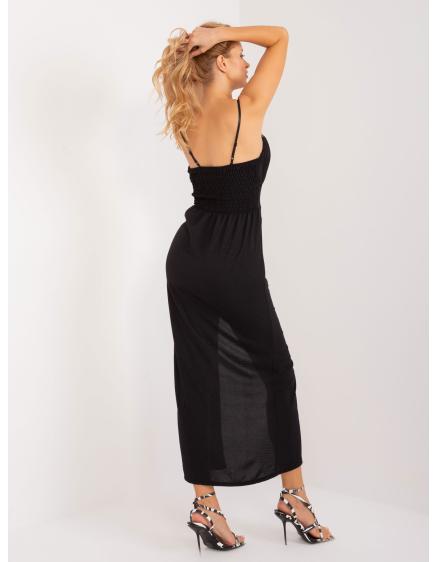 Dámske šaty s kvetinovým lemovaním čierne