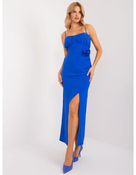 Dámske kvetinové koktailové šaty kobaltovo modré