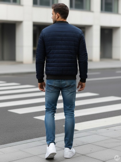 Pánská STYLE bunda prošívaná bomber jacket tmavě modrá – fotografie produktu 4