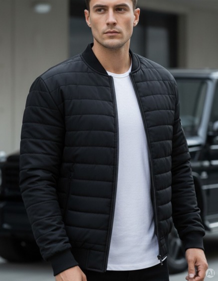 Pánska STYLE bunda prešívaná bomber jacket čierna