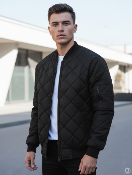 Pánska STYLE bunda prešívaná bomber jacket čierna