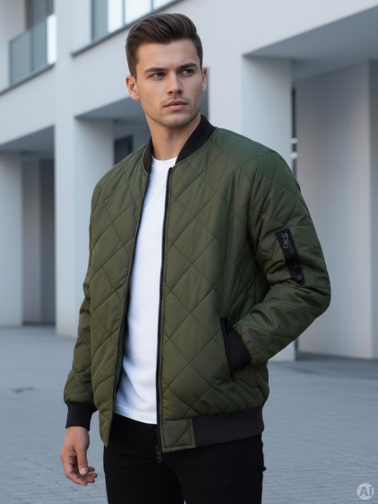 Pánska STYLE bunda prešívaná bomber jacket zelená