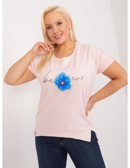 Női plus size blúz felirattal világos rózsaszínben