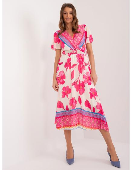Dámské šaty s barevnými vzory růžové a béžové 