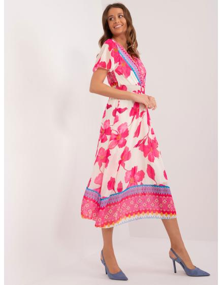 Dámské šaty s barevnými vzory růžové a béžové 