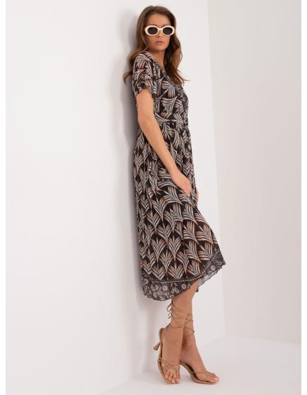 Dámske šaty s potlačou s krátkym rukávom čierne