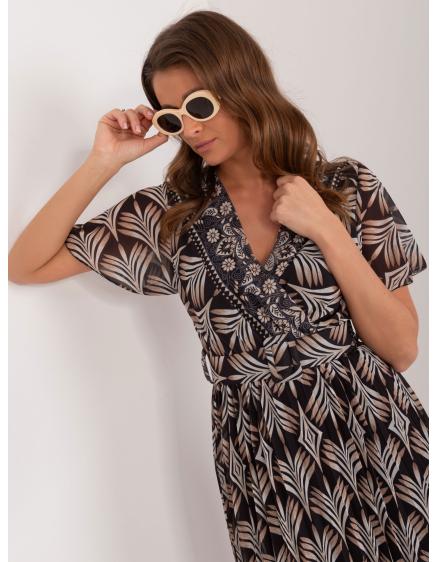 Dámske šaty s potlačou s krátkym rukávom čierne