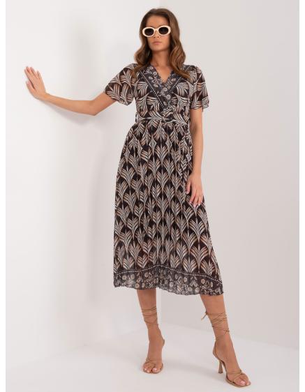 Dámske šaty s potlačou s krátkym rukávom čierne