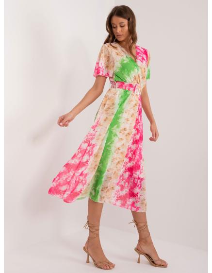 Dámské šaty s krátkým rukávem růžovo zelené  