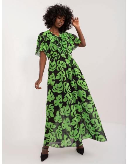 Női nyomtatott maxi ruha fekete és zöld
