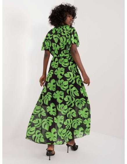 Női nyomtatott maxi ruha fekete és zöld