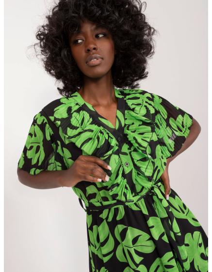 Női nyomtatott maxi ruha fekete és zöld