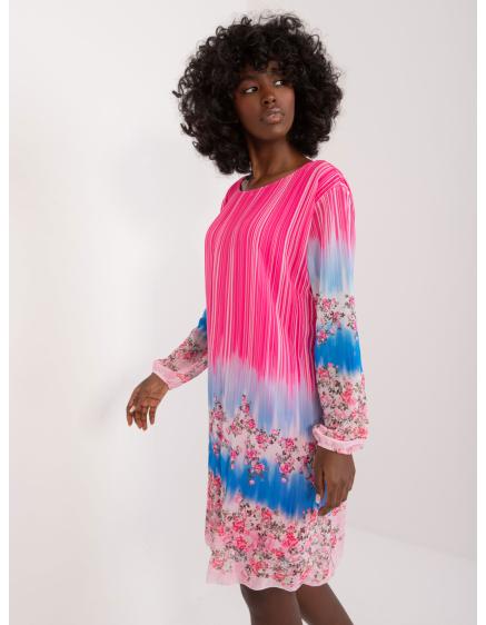 Női egyszínű mintás ruha sötét rózsaszín