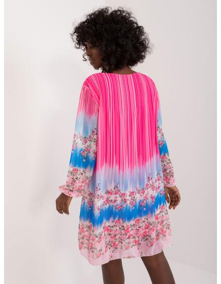 Női egyszínű mintás ruha sötét rózsaszín