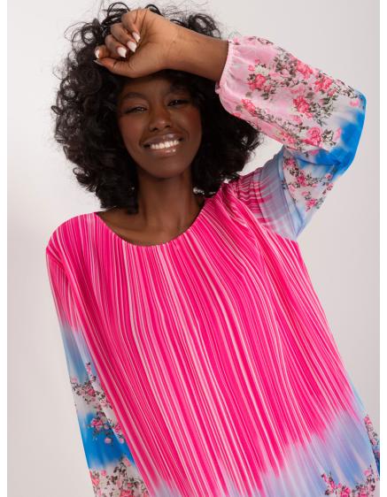 Női egyszínű mintás ruha sötét rózsaszín