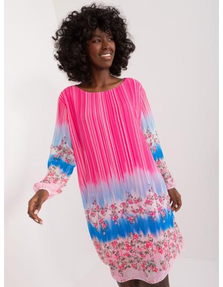 Női egyszínű mintás ruha sötét rózsaszín