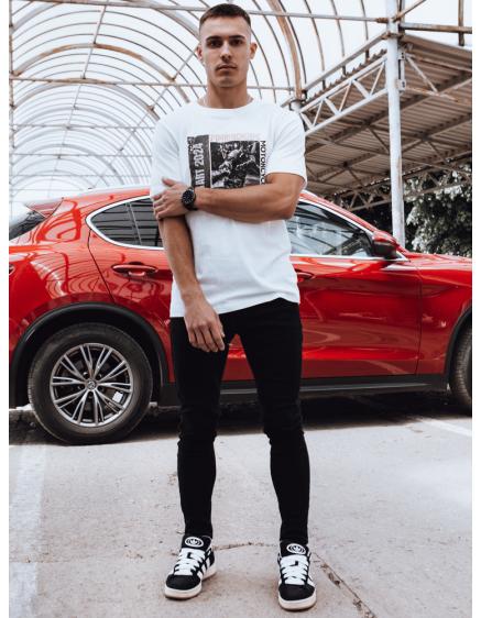 Férfi póló fehér nyomtatott